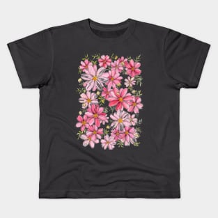 Pink Floral Pattern Kids T-Shirt